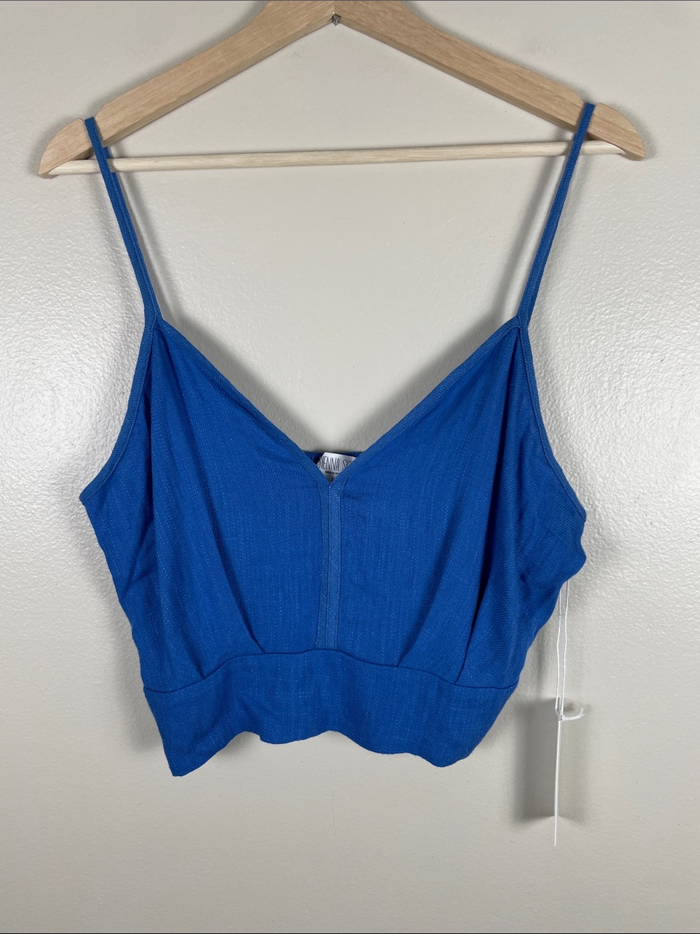 Sienna Sky Royal Blue Spaghetti Strap Crop Top. Large